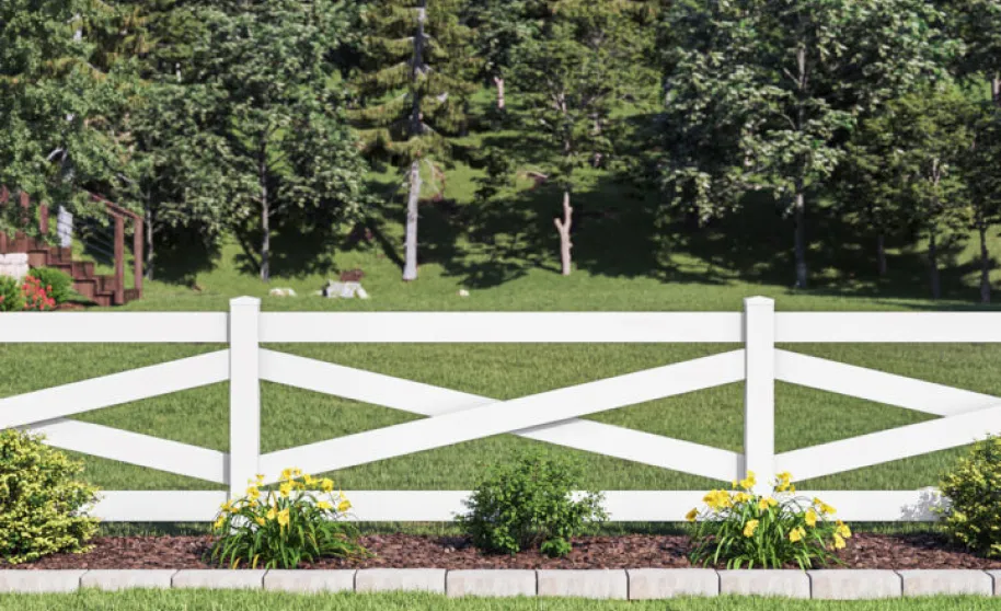 Crossbuck Ranch Rail Vinyl Fencing